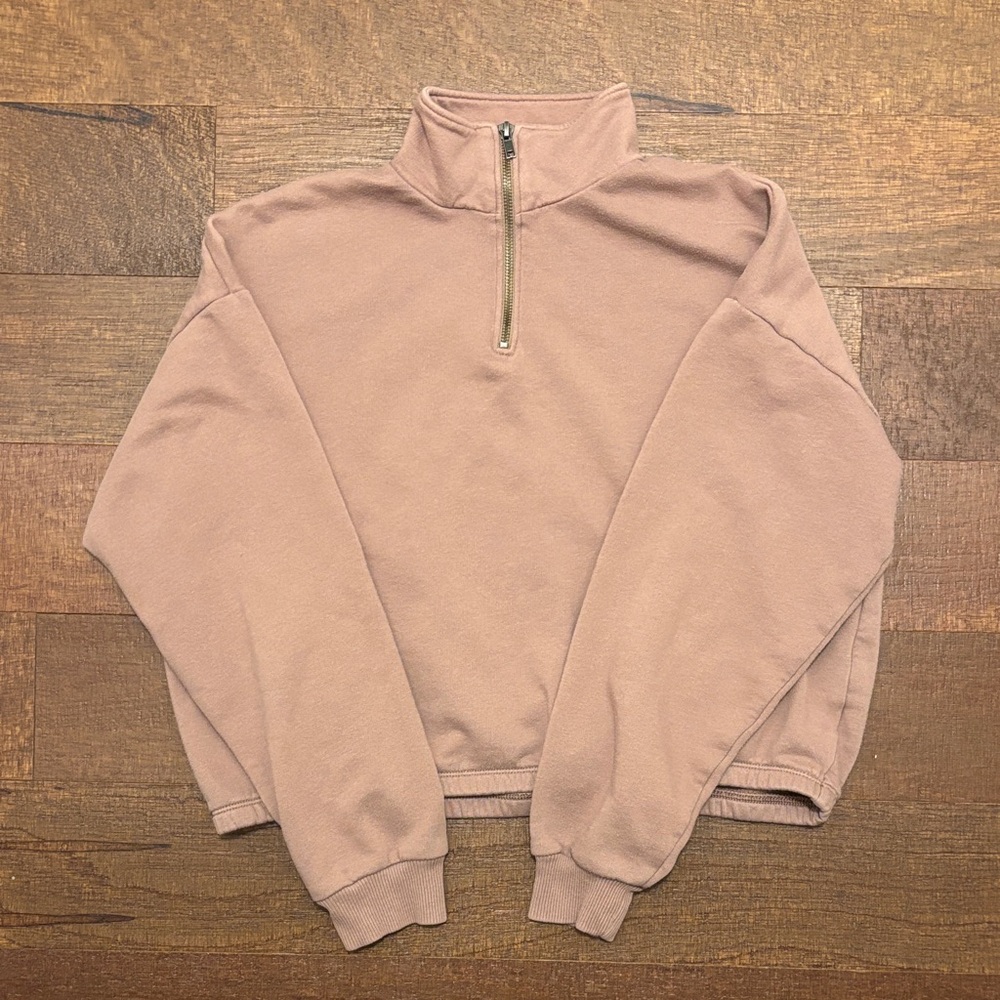 American Eagle cropped quarter zip
